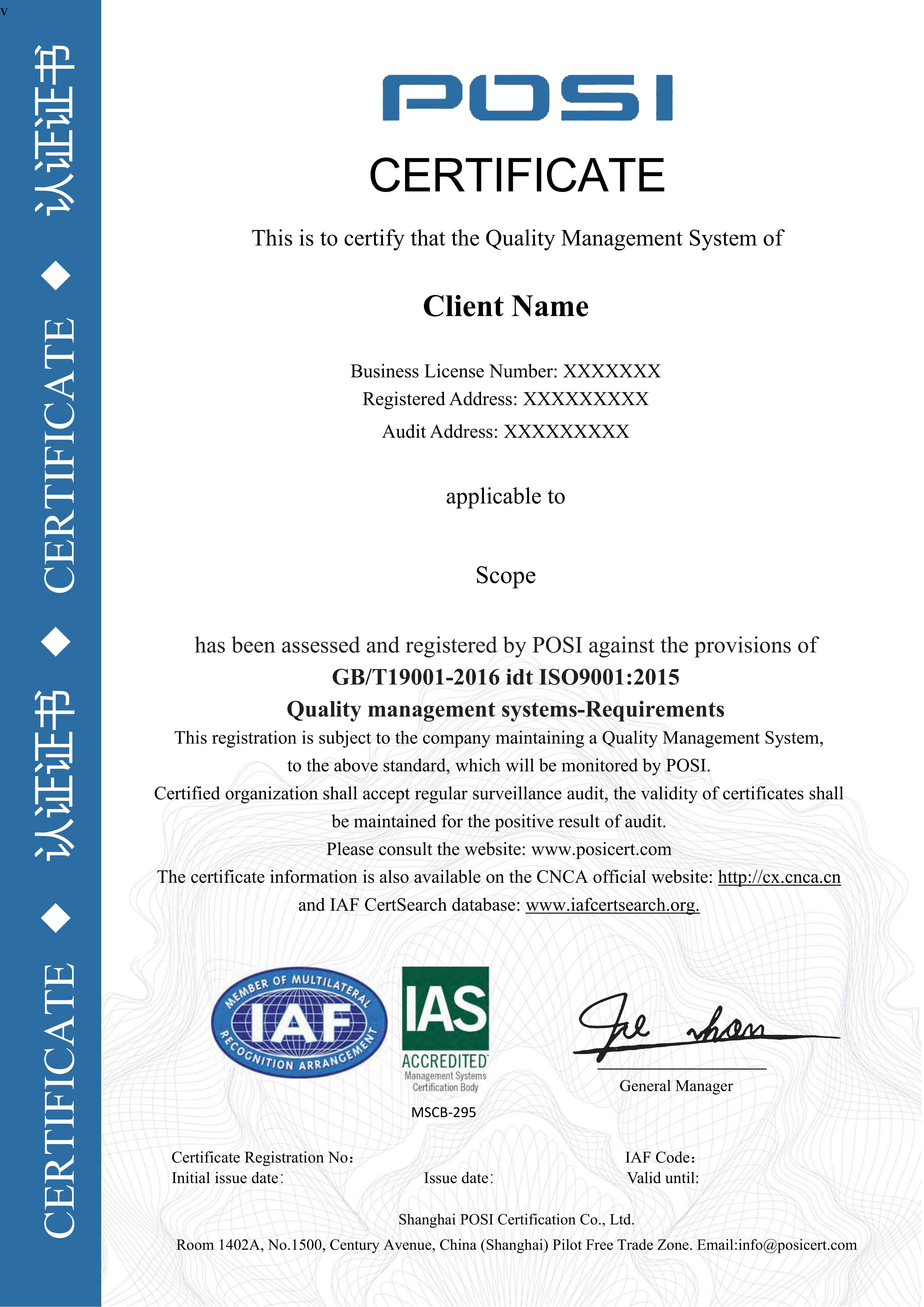 9001 Certificate Sample-IAS
