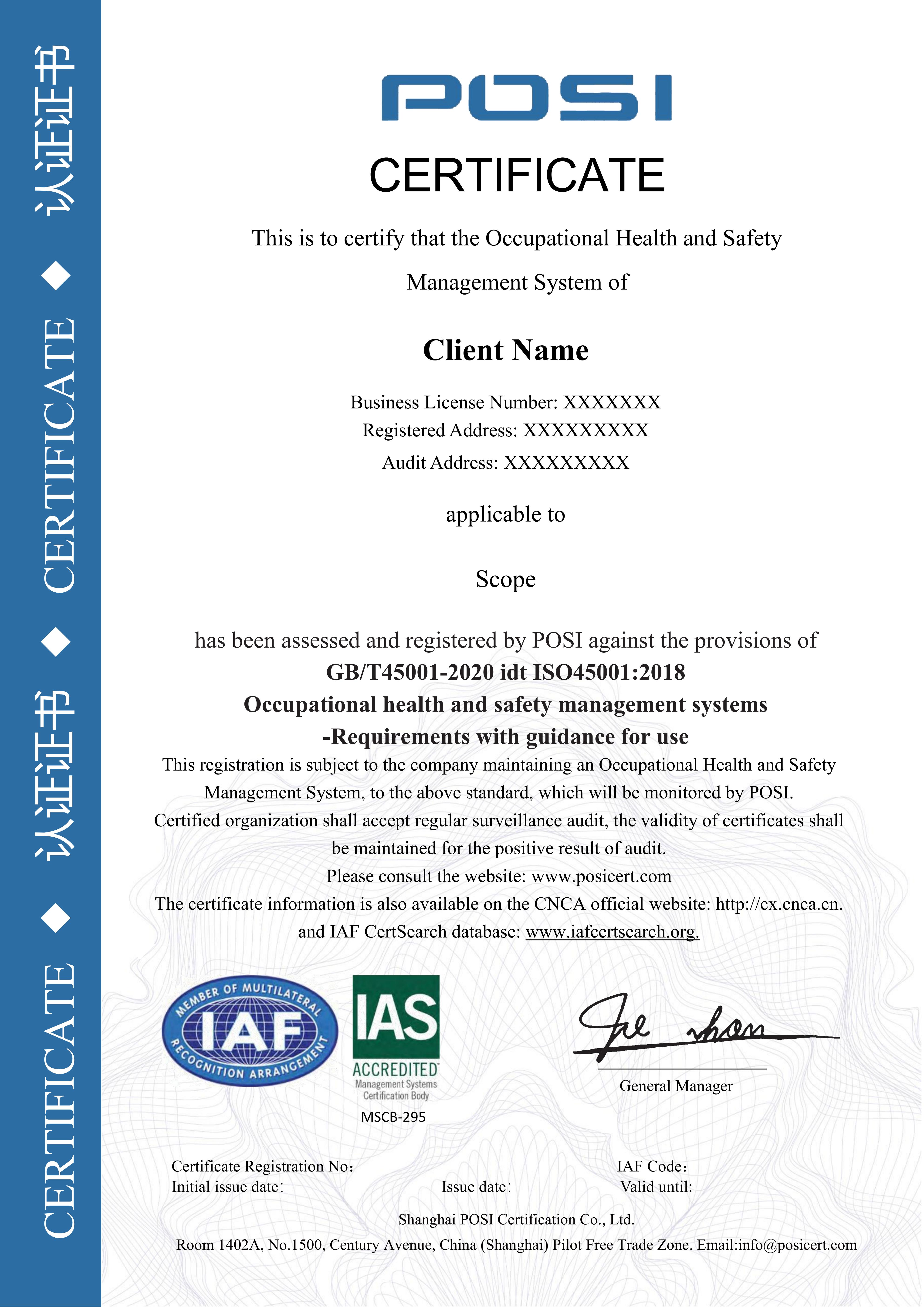 45001 Certificate Sample-IAS