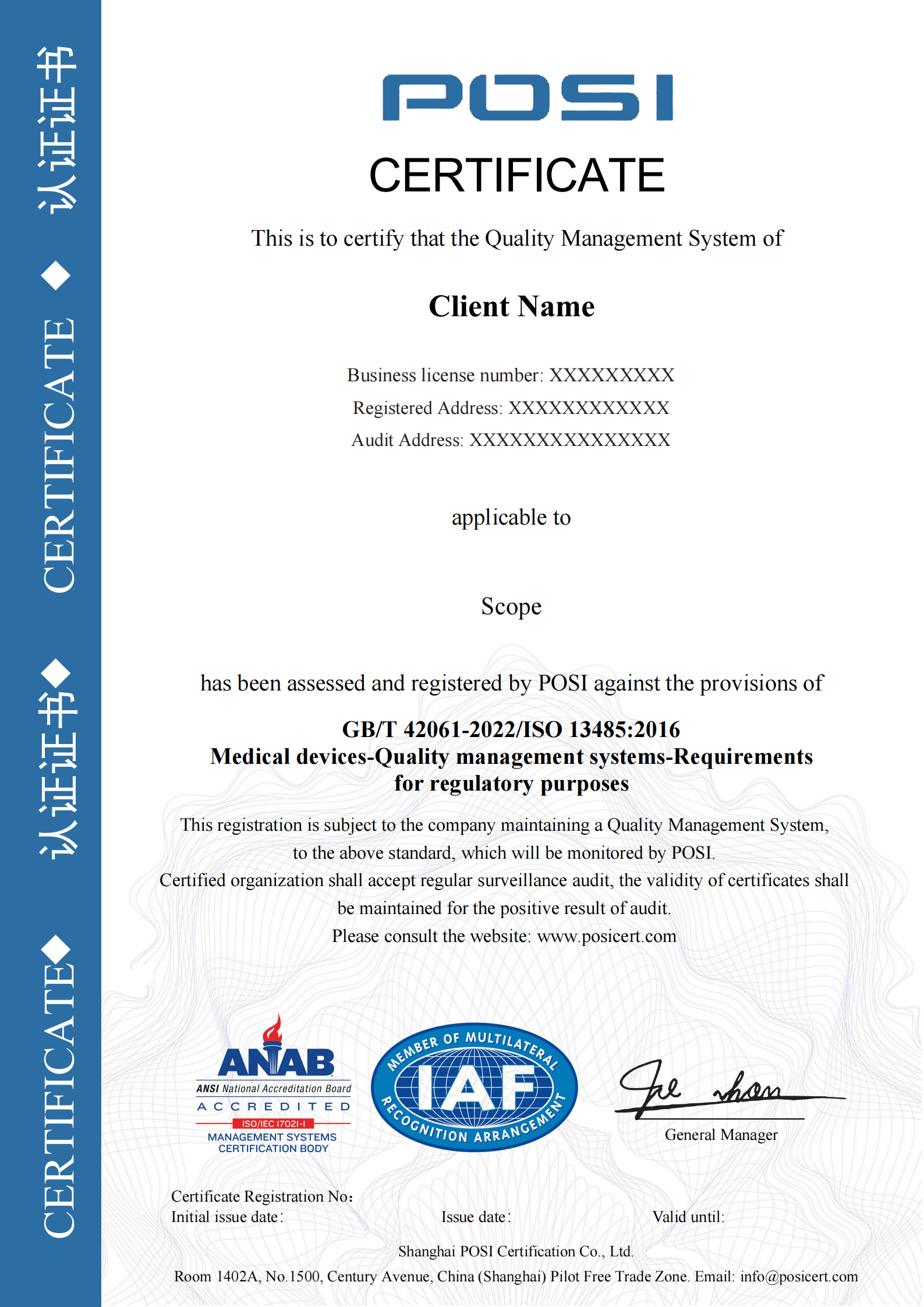 13485 Certificate Sample